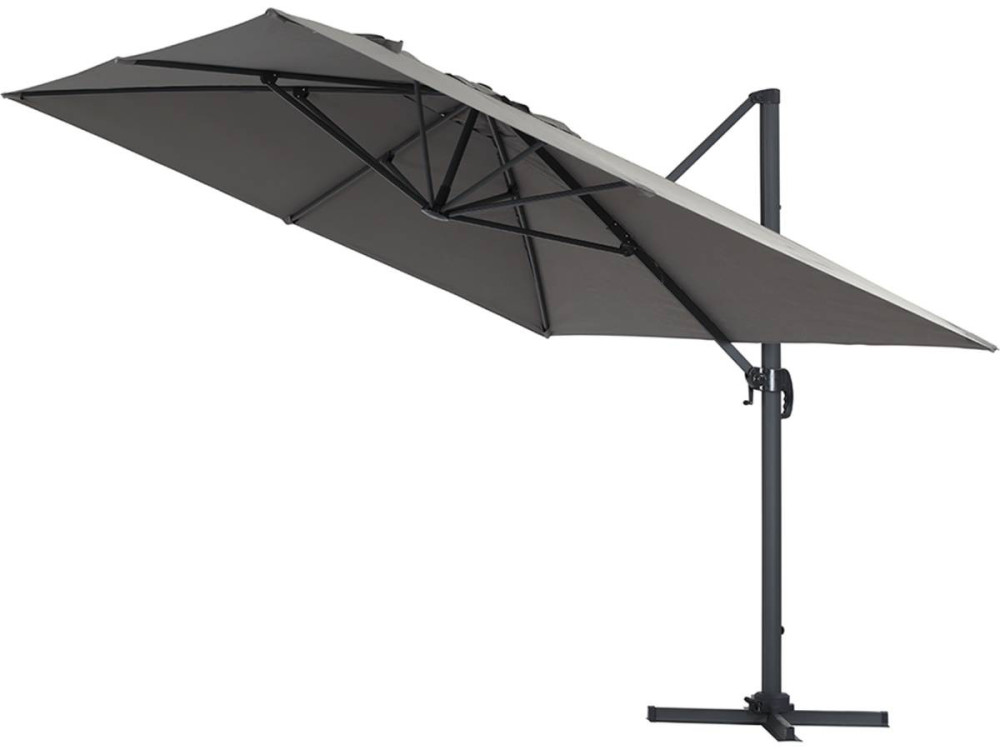 Guarda-sol de jardim offset em alumínio "Sun 4" - Retângulo - 3 x 4 m + Capa protetora - Cinza