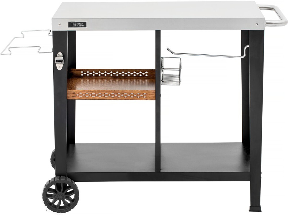Carrinho para servir churrasco "Gelia" 117 x 59 cm - Aço inoxidável - Preto