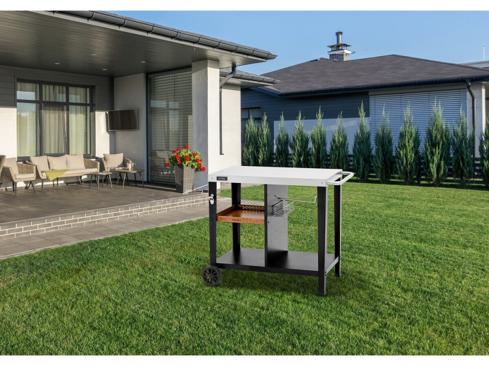 Carrinho para servir churrasco "Gelia" 117 x 59 cm - Aço inoxidável - Preto
