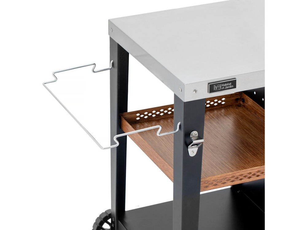 Carrinho para servir churrasco "Gelia" 117 x 59 cm - Aço inoxidável - Preto