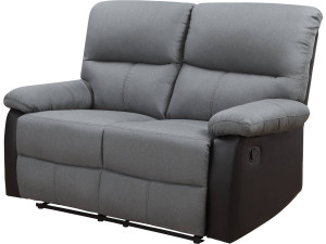 Sofá relaxante "Lincoln" - 147 x 89 x 103 cm - 2 lugares - Preto / Cinza escuro