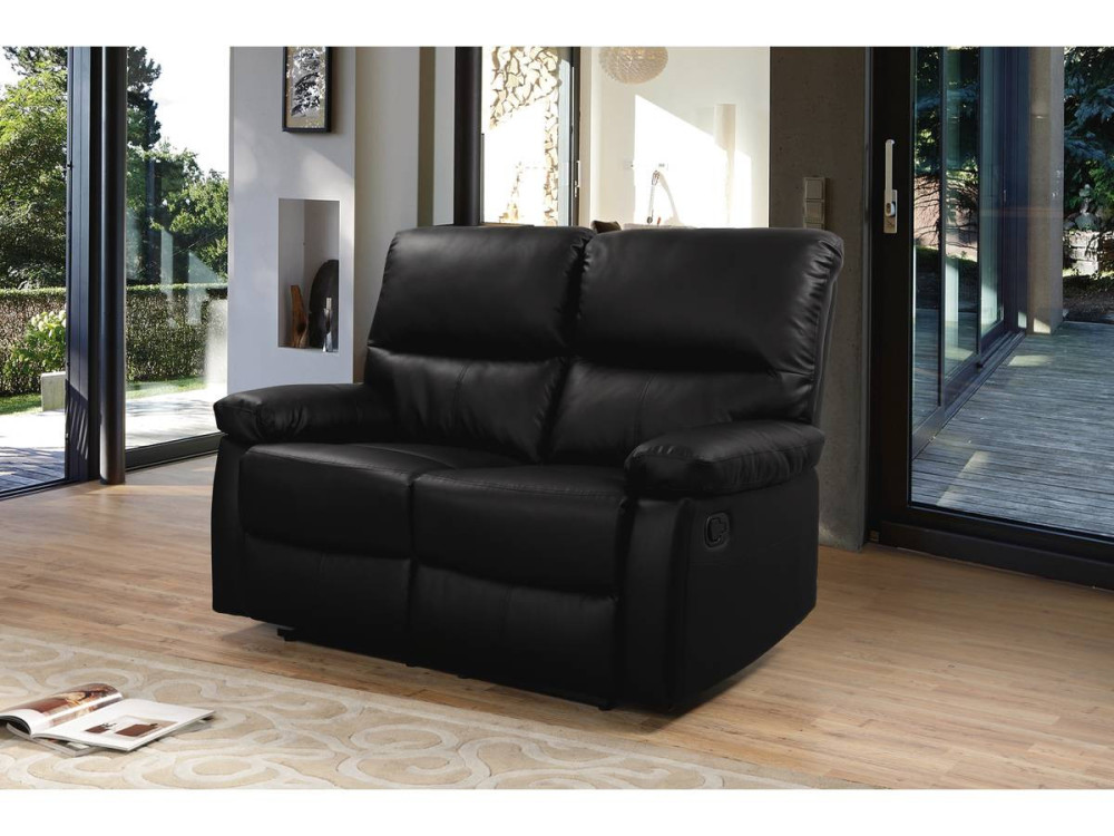 Sofá relaxante "Lincoln" - 147 x 89 x 103 cm - 2 lugares - Preto