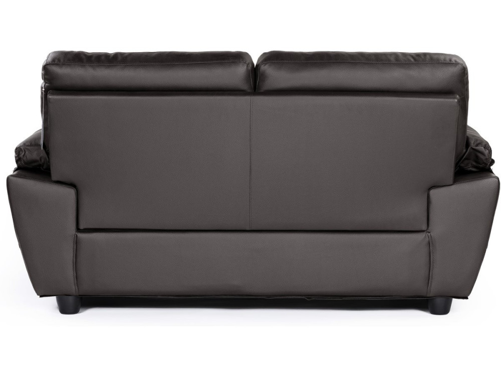 Sofá fixo em couro colado e PVC "Dallas" - 169 x 88 x 90 cm - 2 lugares - Chocolate