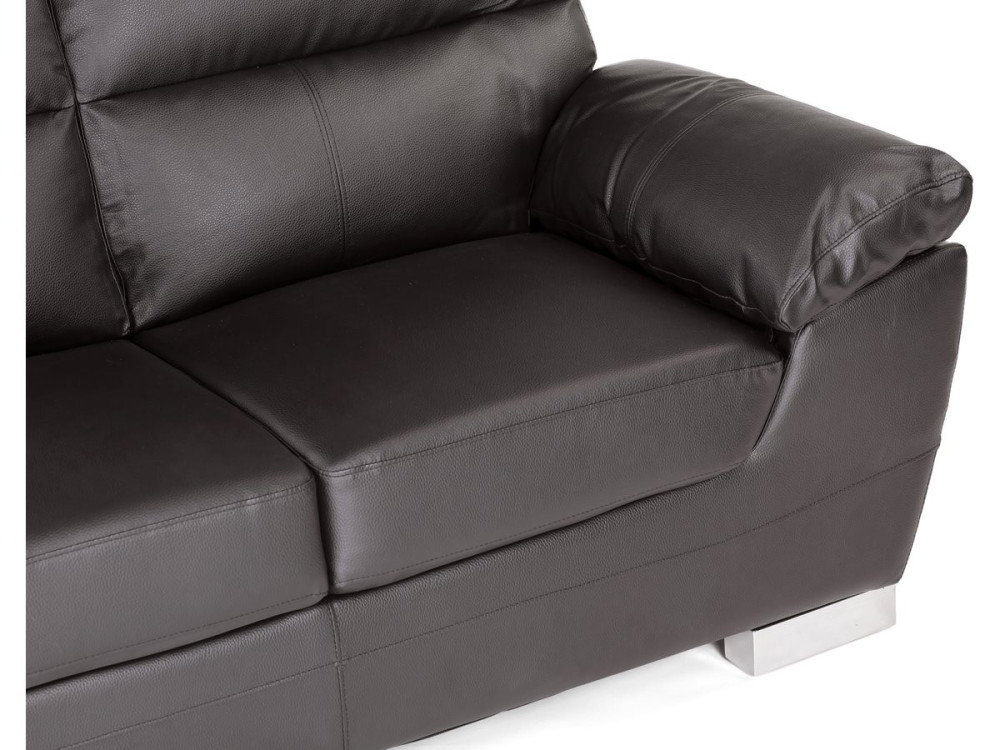 Sofá fixo em couro colado e PVC "Dallas" - 169 x 88 x 90 cm - 2 lugares - Chocolate