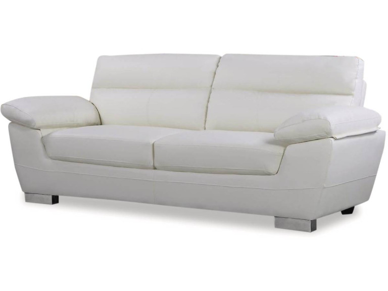 Sofá fixo em couro colado e PVC "Dallas" - 210 X 88 X 90 cm - 3 lugares - Branco