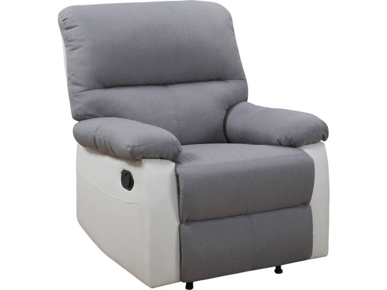 Poltrona de relaxamento "Lincoln" - 90 x 89 x 103 cm - Branco/Cinza claro