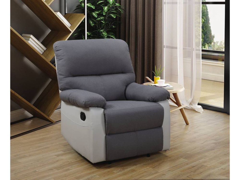 Poltrona de relaxamento "Lincoln" - 90 x 89 x 103 cm - Branco/Cinza claro