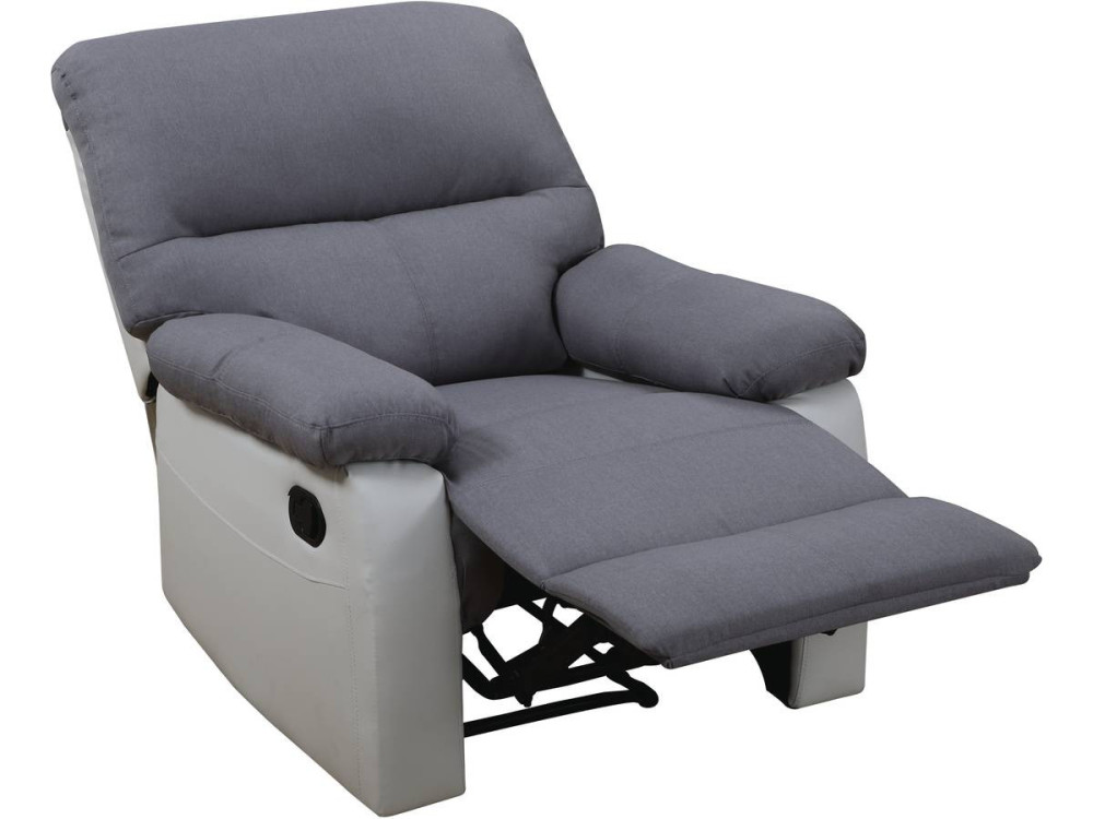 Poltrona de relaxamento "Lincoln" - 90 x 89 x 103 cm - Branco/Cinza claro