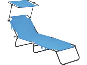 Espreguiçadeira dobrável "Lazy" - Com guarda-sol - Azul