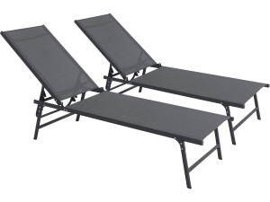 Conjunto de 2 espreguiçadeiras em metal "Sublima" - 180 x 54 x 104 cm - Antracite