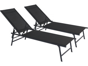 Conjunto de 2 espreguiçadeiras metálicas "Sublima" - 180 x 54 x 104 cm - Preto