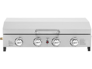 Plancha a gás 4 queimadores com tampa "Fasto" - 10 kw - Cinza