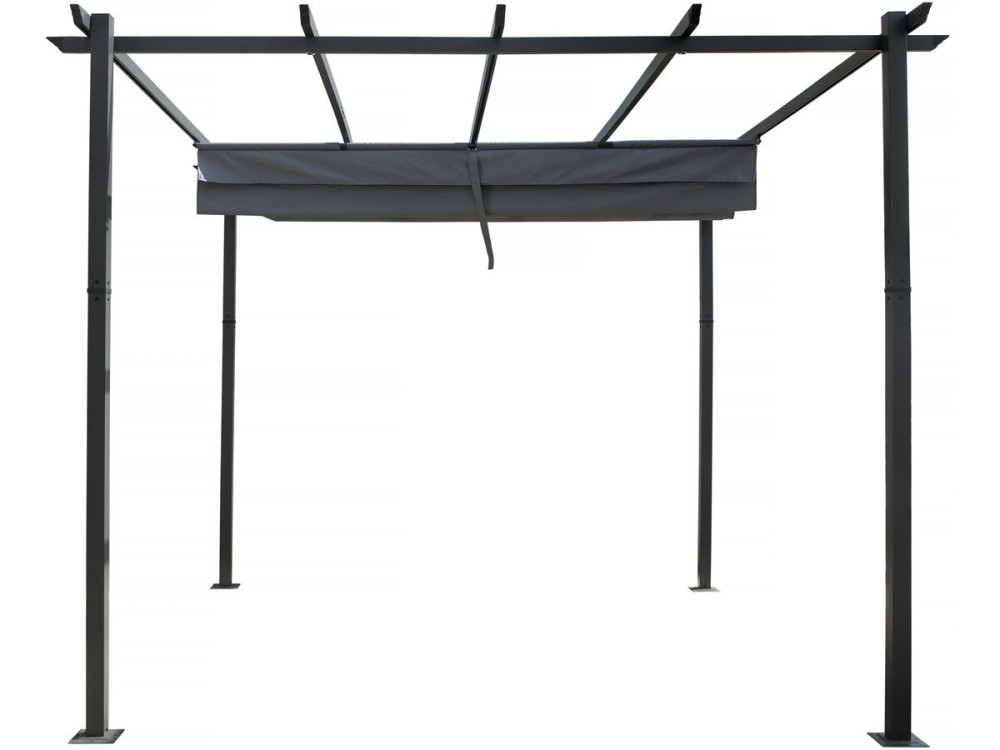 Pérgula de alumínio com teto retrátil - 3 x 3 m - Cinzento