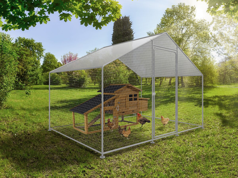 Recinto para frangos Recinto de malha de 6 m² 2 x 3 x 2 M aço galvanizado