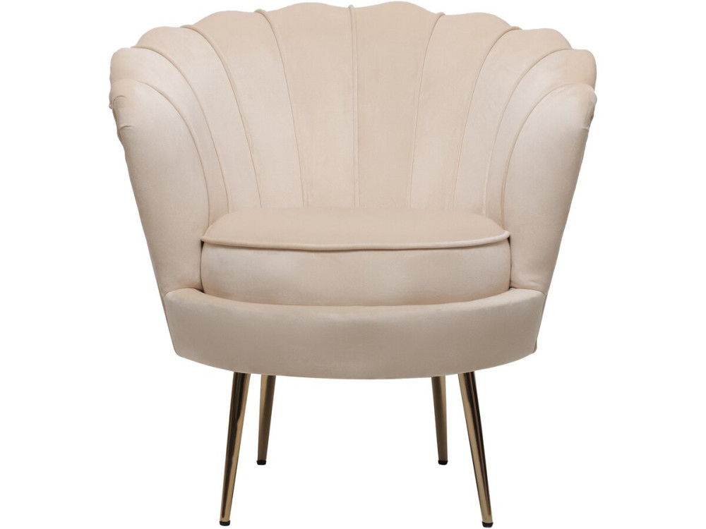 Poltrona de veludo "Floria" - 75 x 68 x 77,5cm - Bege