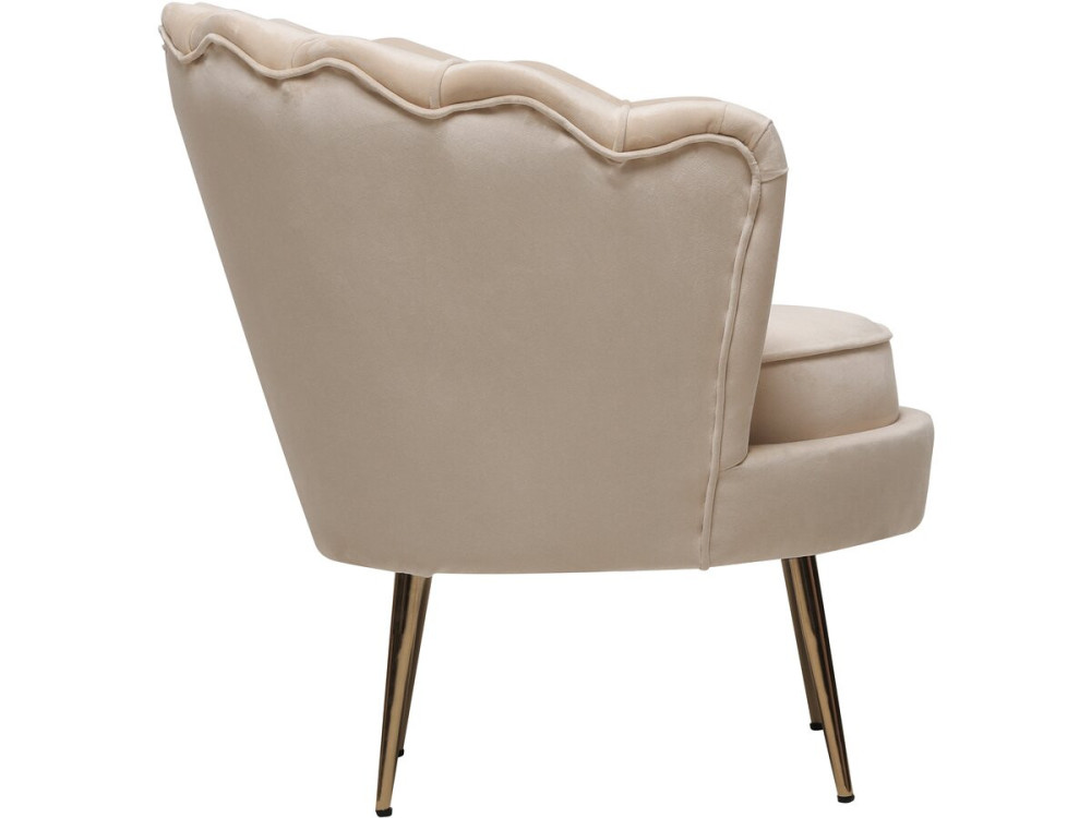 Poltrona de veludo "Floria" - 75 x 68 x 77,5cm - Bege