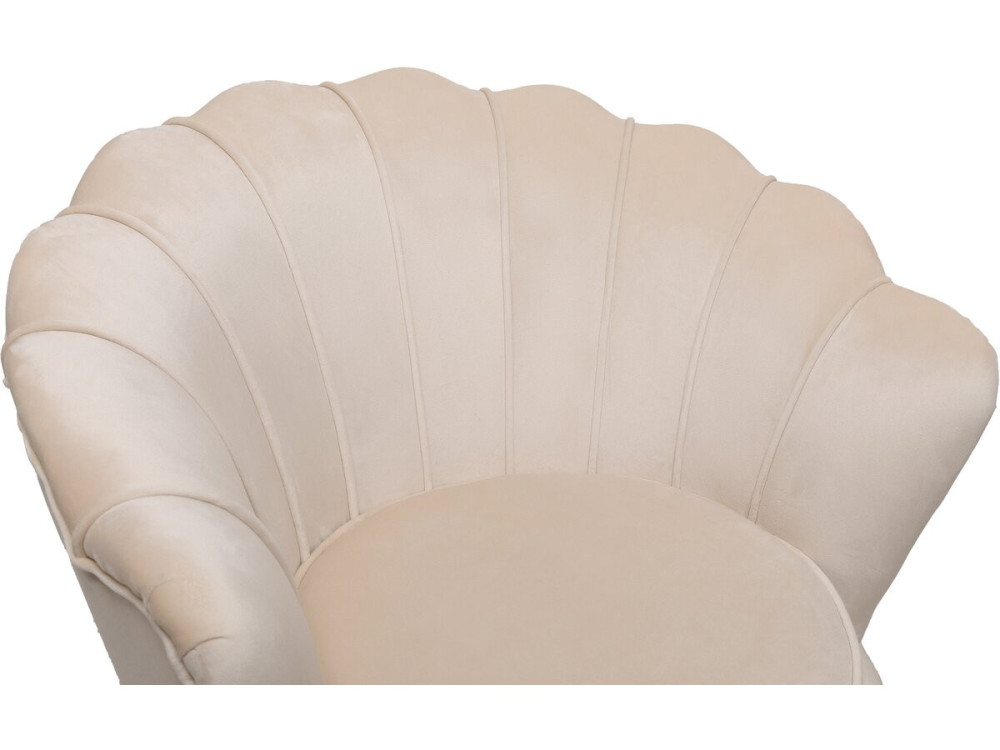 Poltrona de veludo "Floria" - 75 x 68 x 77,5cm - Bege