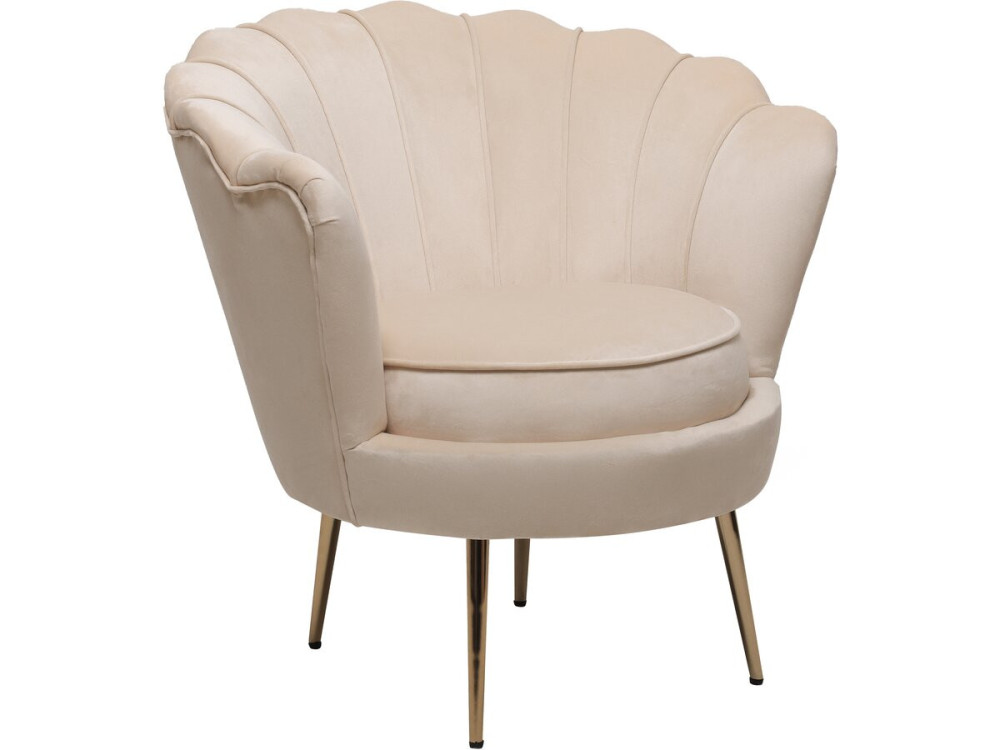 Poltrona de veludo "Floria" - 75 x 68 x 77,5cm - Bege