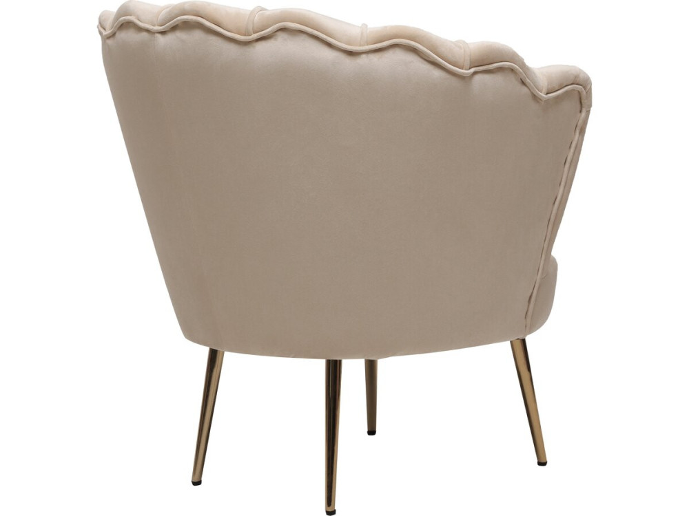Poltrona de veludo "Floria" - 75 x 68 x 77,5cm - Bege