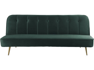 Sofá de veludo Clic Clac "James" - 180 x 83 x 75 cm - 3 lugares - Verde escuro.