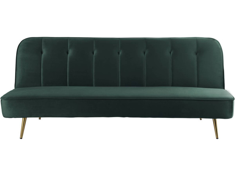 Sofá de veludo Clic Clac "James" - 180 x 83 x 75 cm - 3 lugares - Verde escuro.