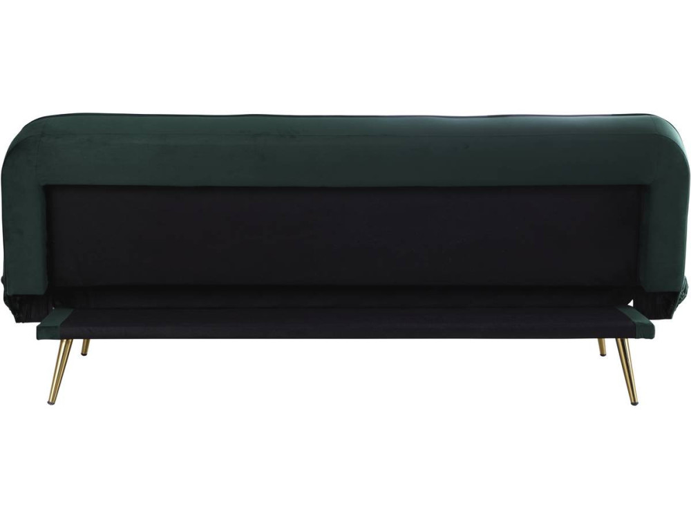 Sofá de veludo Clic Clac "James" - 180 x 83 x 75 cm - 3 lugares - Verde escuro.