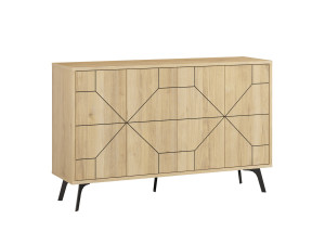 Aparador de madeira "Dune" - 123 x 35 x 62 cm - Bege