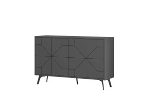 Aparador "Dune" em madeira - 123 x 35 x 62 cm - Cinzento antracite