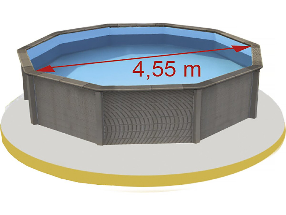 Kit piscina decagonal em betão com aspeto de madeira - 4,95 x 1,40 m