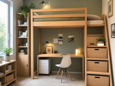 A cama de madeira em mezanino: a solução engenhosa para otimizar um espaço pequeno